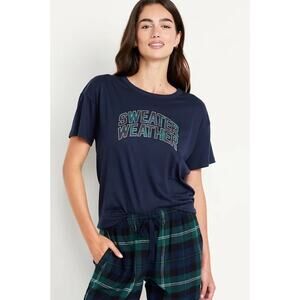 Women’s Old Navy Sweater Weather Pajama Set Navy Black Watch Plaid XS